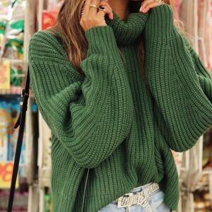 Lovers and Friends turtleneck cotton sweater green (xs)